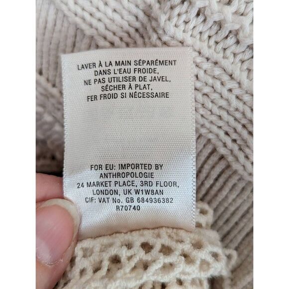 Sparrow Women Cream Batwing Sleeve Crochet Lace Cotton Poncho Size Medium - Picture 15 of 15